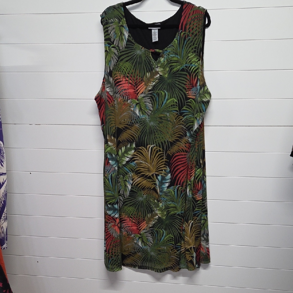 Catherines Sleeveless Tropical Shirt Dress Womens Size 4X